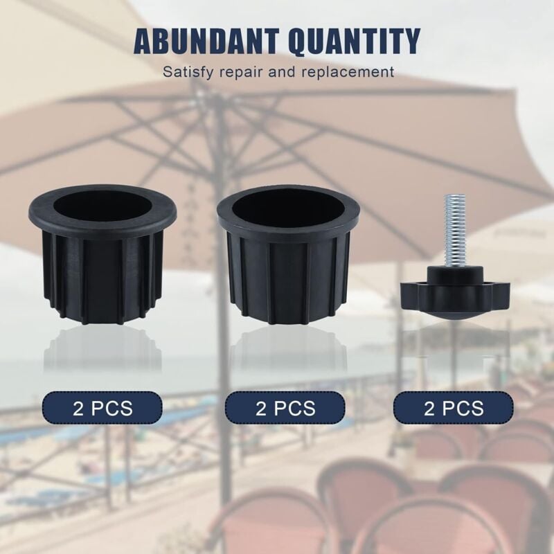 6-piece balcony parasol accessory set - 4 umbrella hole rings and 2 hand screws