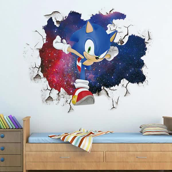 3D Sonic wall sticker children%27s room graffiti decoration 3D Brok