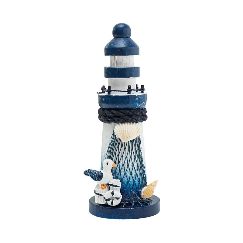 Mini Wooden Lighthouse Decor - Nautical Ornament with Seabird Mini Wooden Lighthouse Decor - Nautical Ornament with Seabird