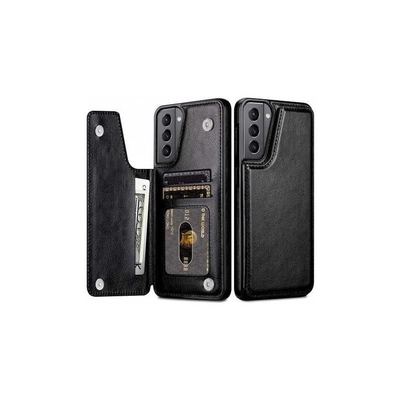 Samsung S22 Shockproof Case Card Holder 3-COMPARTMENT Flip Black_yux