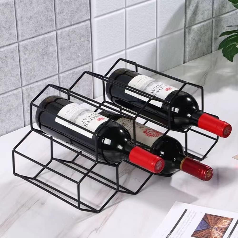 Freestanding Metal Wine Rack for 9 Bottles - Black