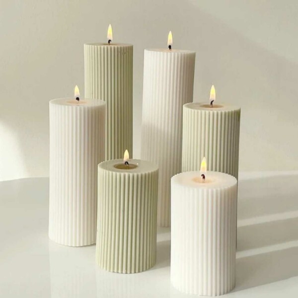 Halloween Deals DIY Silicone Candle Mold Ribbed Candle White White
