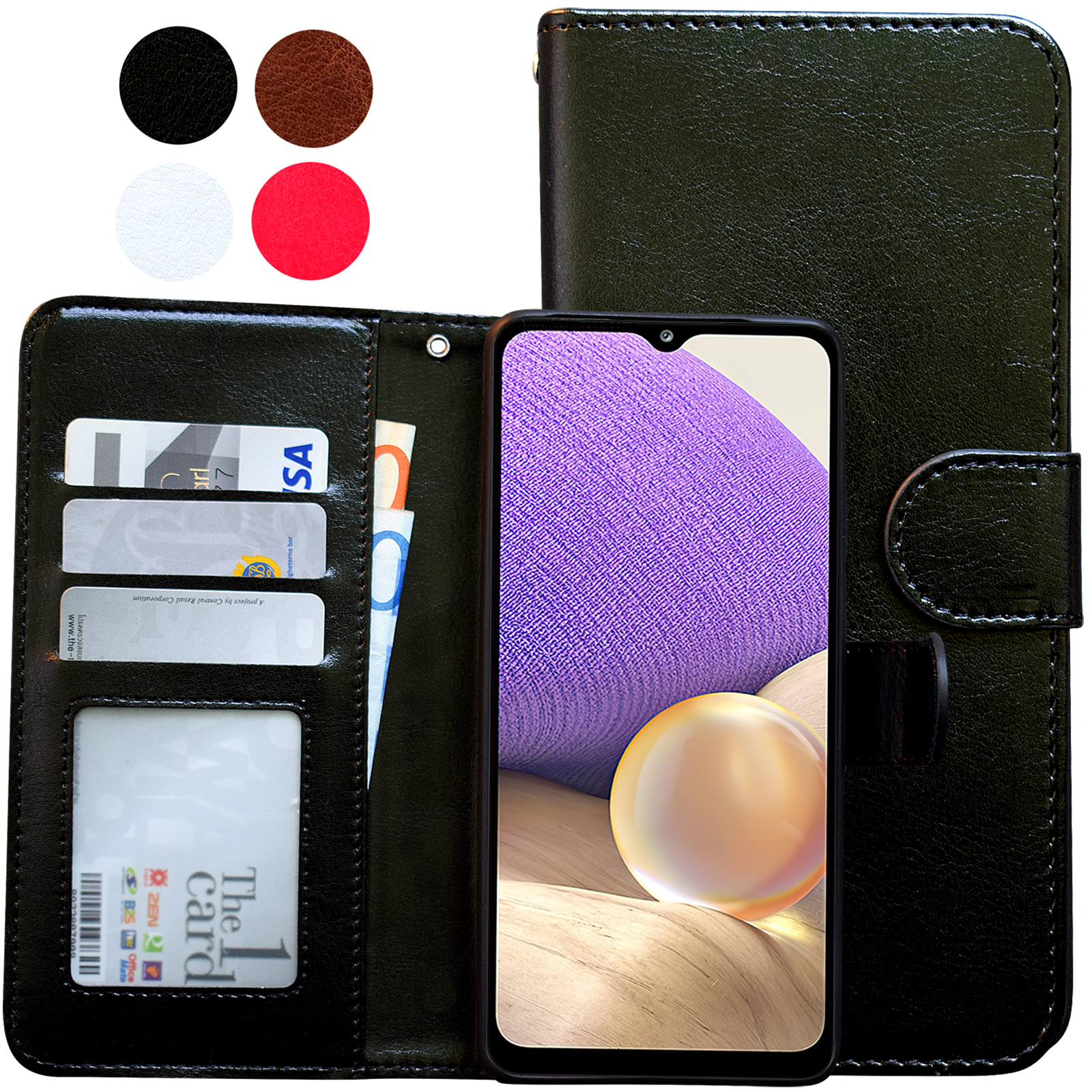 Samsung Galaxy A32 5G - Leather Case / Protection Black_max_sai Black