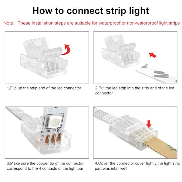 Pin 10mm RGB LED Strip Connector Kit