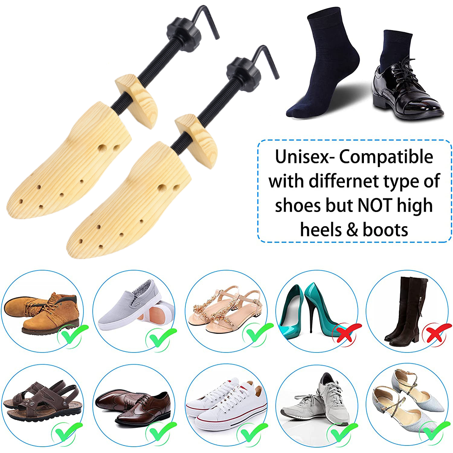 2-way wooden shoe stretcher