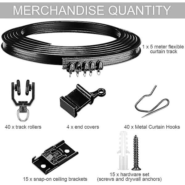 Meter Black Bendable Ceiling Track for Curtains