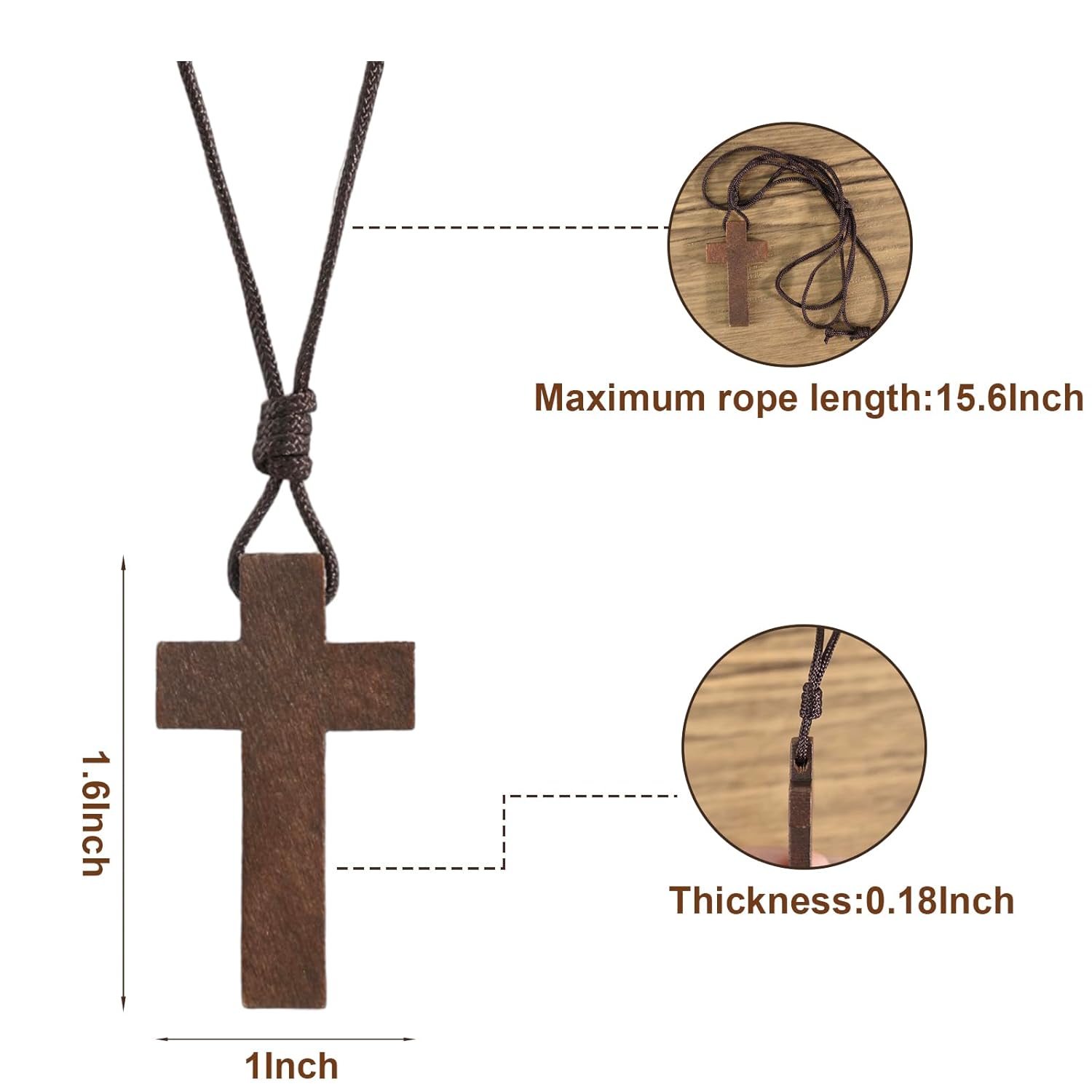 Natural Wooden Cross Necklace for Men&Woman