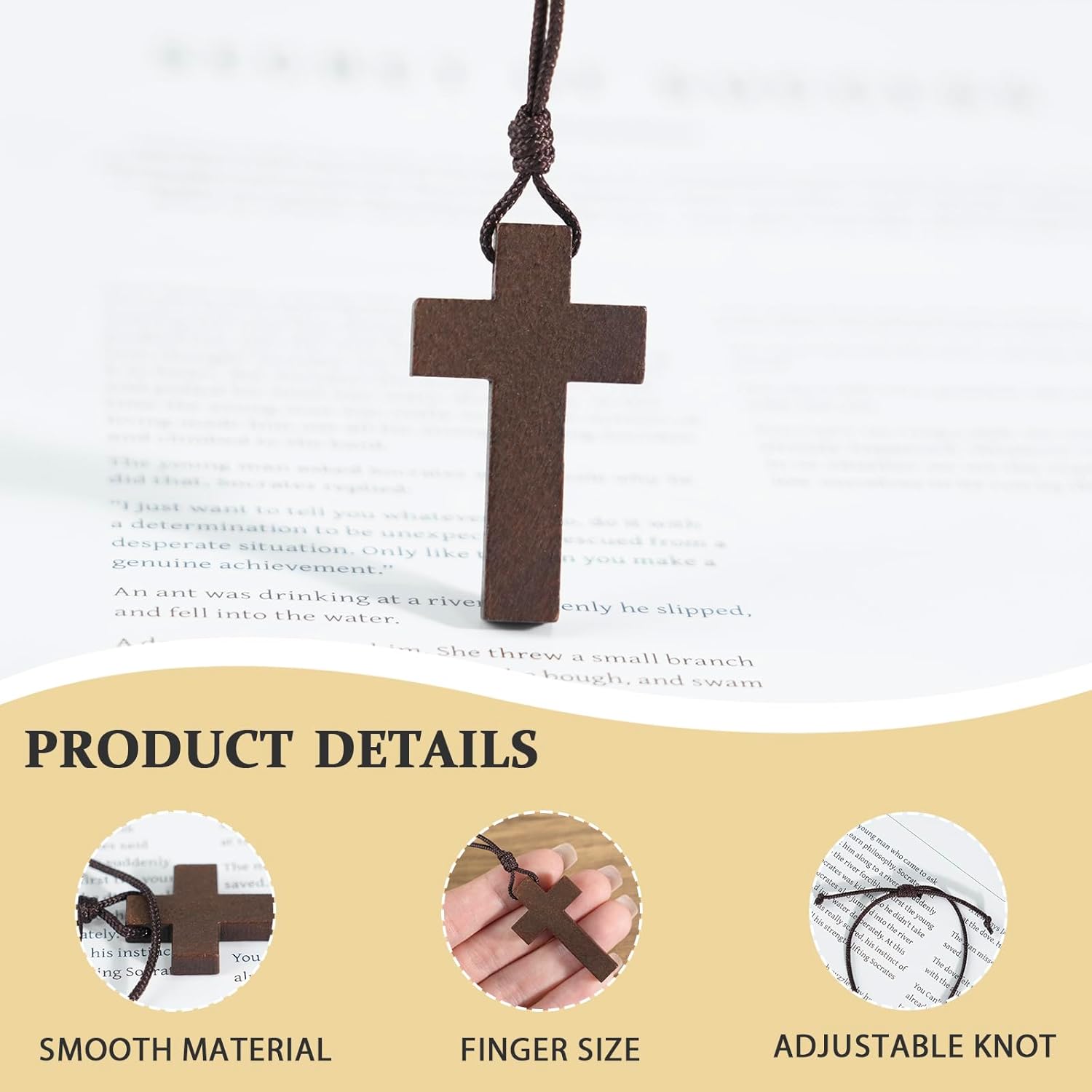 Natural Wooden Cross Necklace for Men&Woman