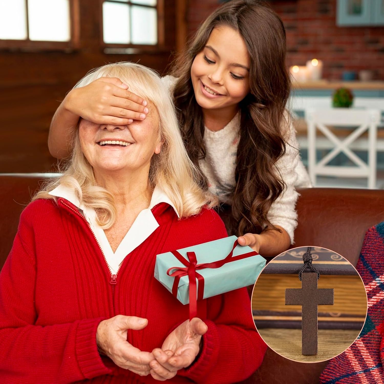 Natural Wooden Cross Necklace for Men&Woman