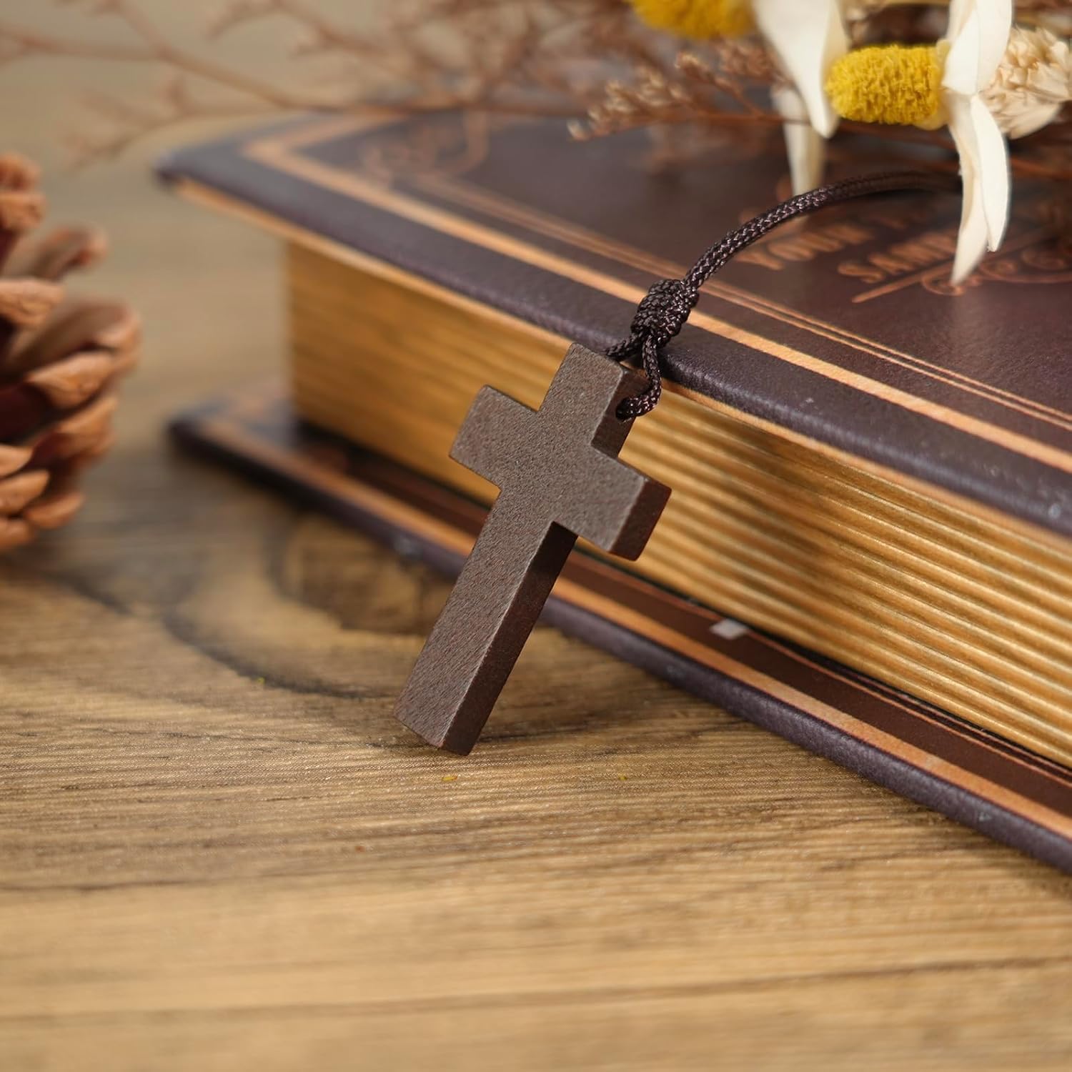 Natural Wooden Cross Necklace for Men&Woman