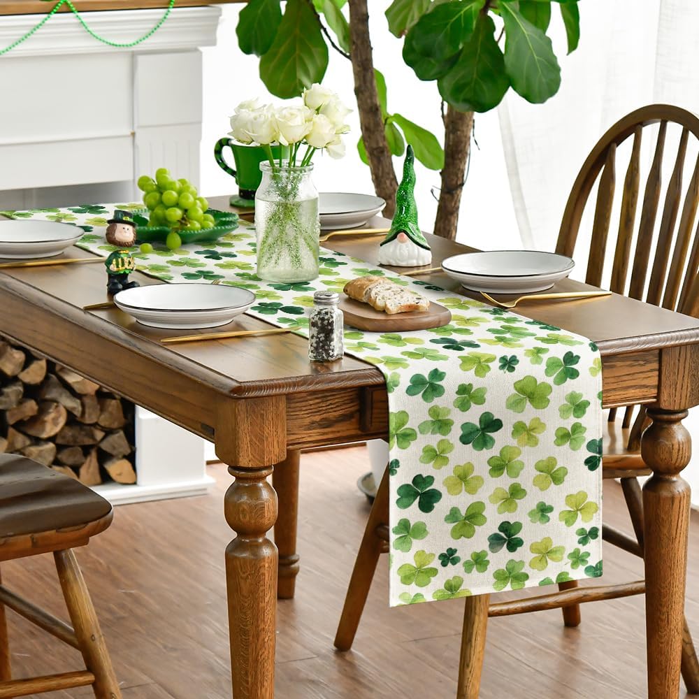 Shamrock St. Patrick%27s Day Table Runner