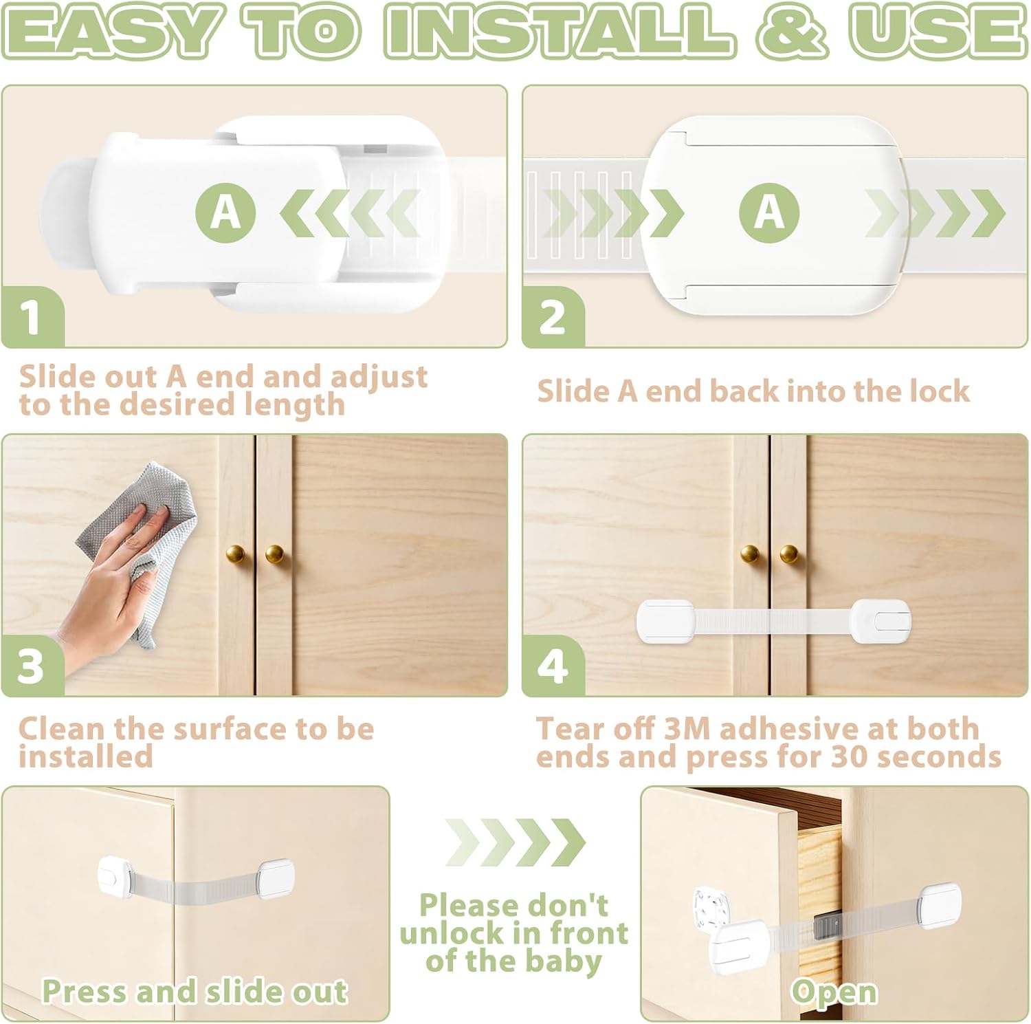 8-pack Child Safety Cabinet Locks