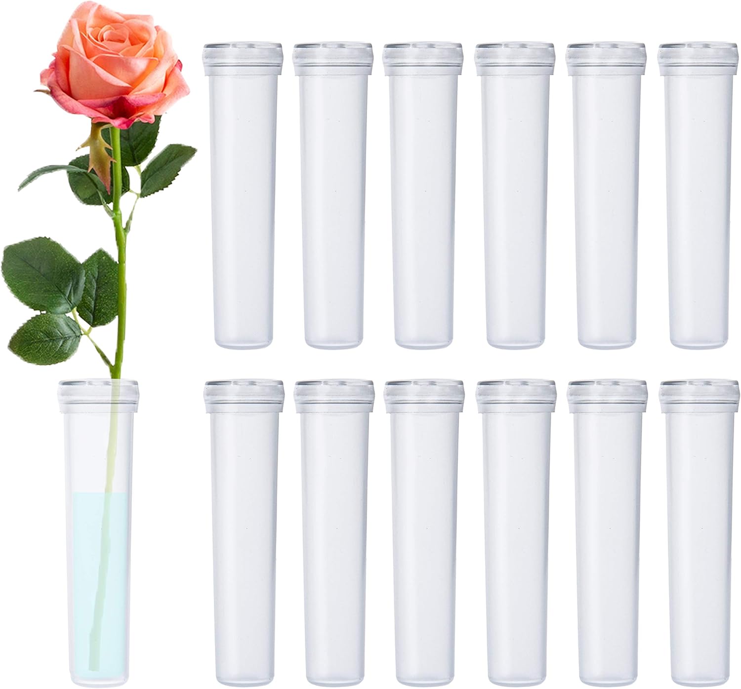 Floral Water Tubes 2.8 Inch Plastic Water Tubes for Floral Flower Vials with Caps for Flower Arrangement Decoration (Clear Floral Water Tubes 2.8 Inch Plastic Water Tubes for Floral Flower Vials with Caps for Flower Arrangement Decoration (Clear