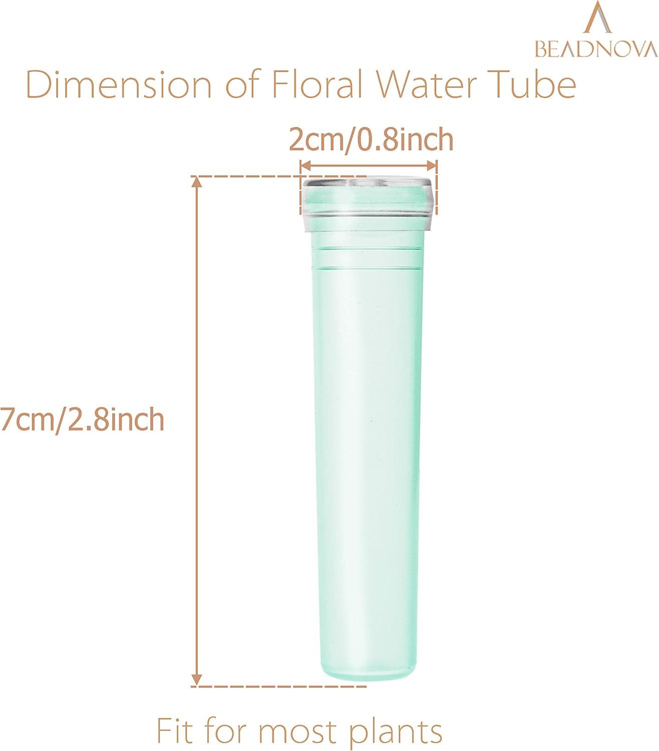 Floral Water Tubes 2.8 Inch Plastic Water Tubes for Floral Flower Vials with Caps for Flower Arrangement Decoration (Green