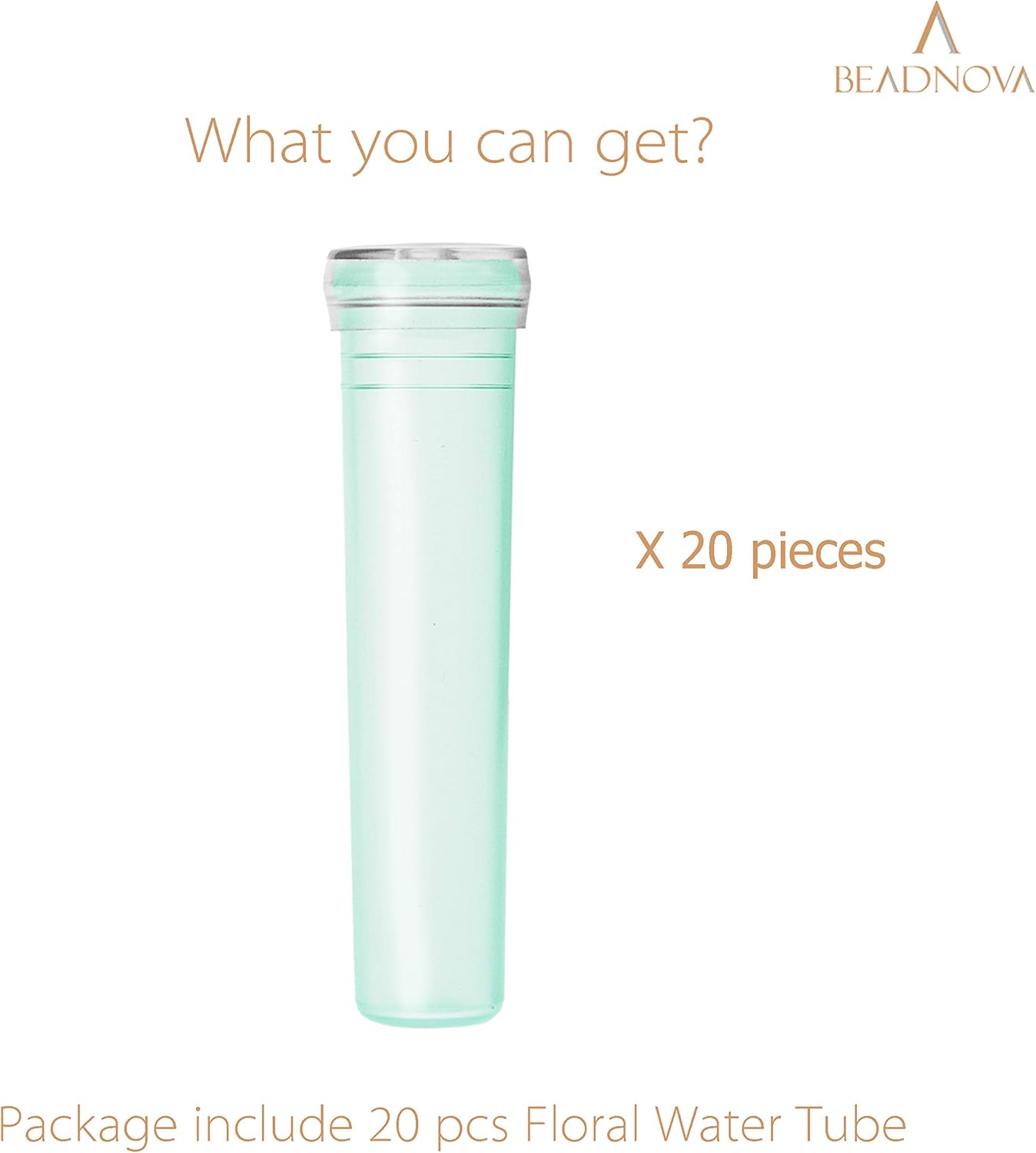 Floral Water Tubes 2.8 Inch Plastic Water Tubes for Floral Flower Vials with Caps for Flower Arrangement Decoration (Green