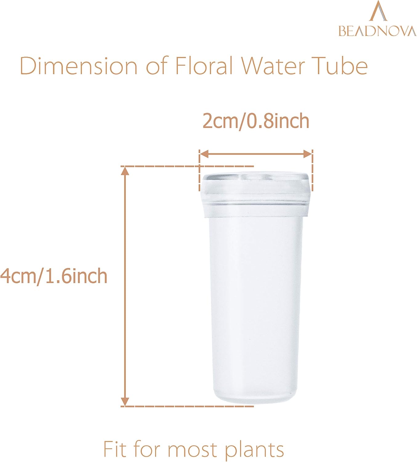 Floral Water Tubes 1.6 Inch Plastic Water Tubes for Floral Flower Vials with Caps for Flower Arrangement Decoration (Clear