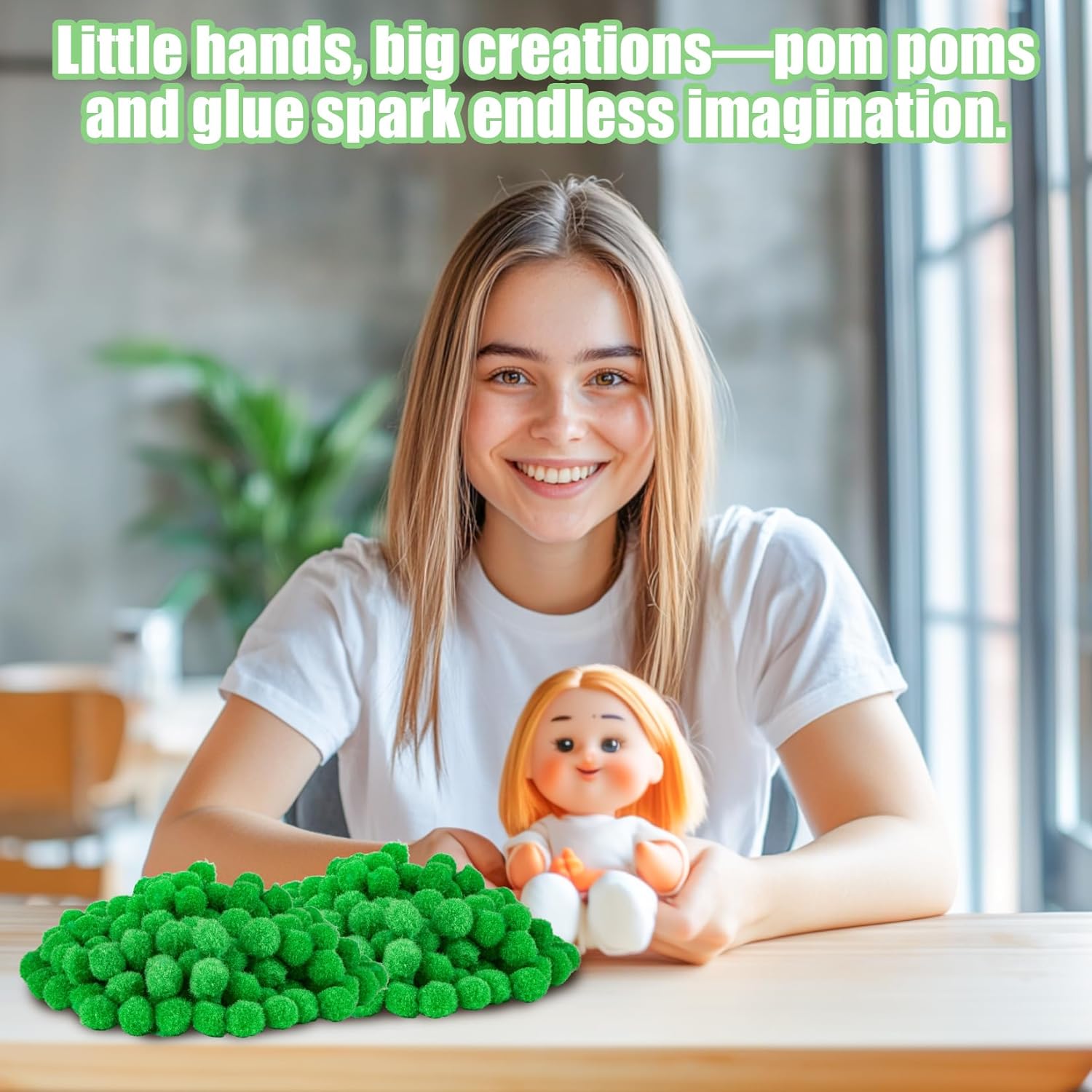 Green Pom Poms for Crafts Bulk – 800pcs Mini 1/2 Inch Soft Pom Pom Balls for DIY Art Projects