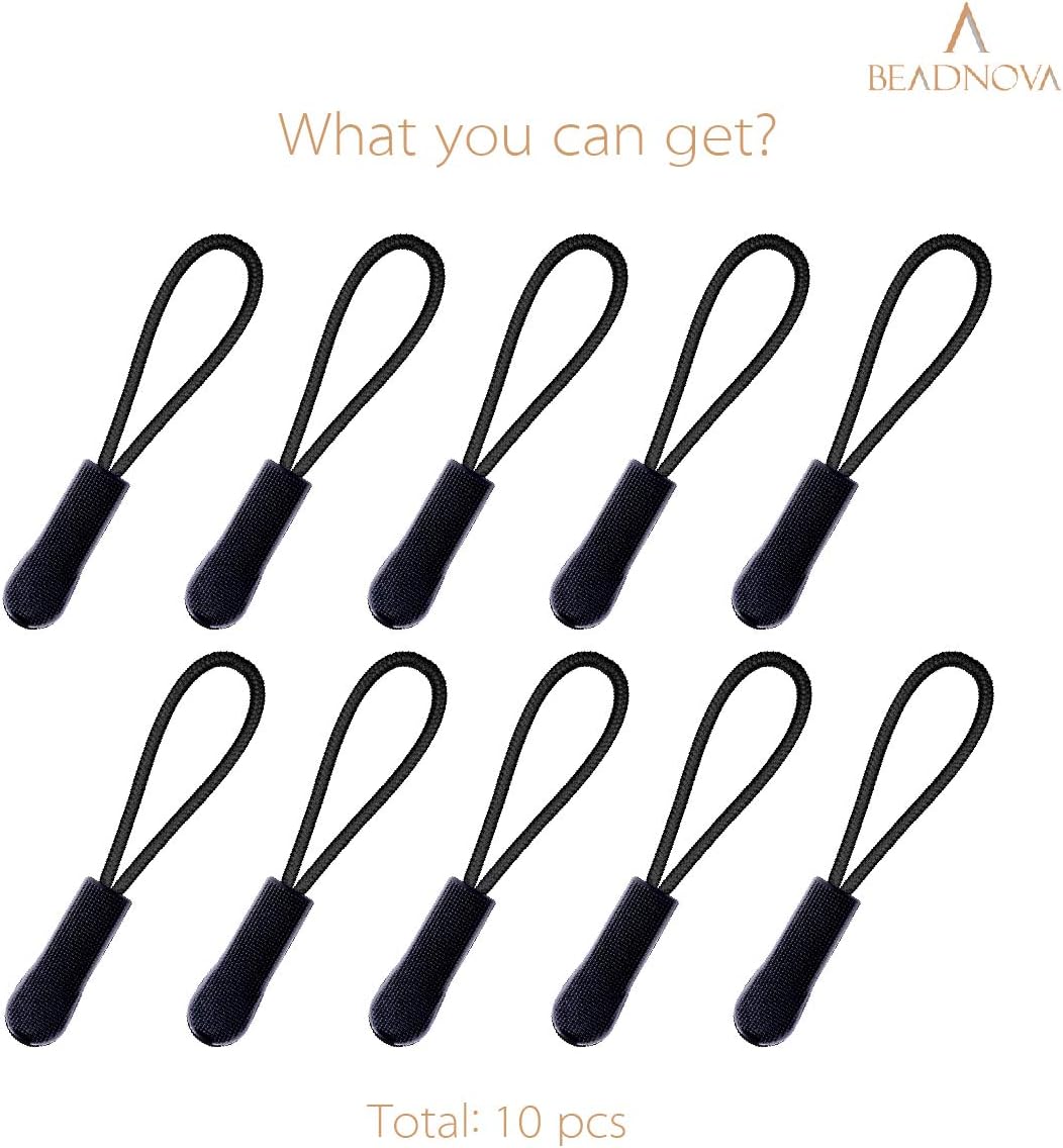 Durable Zipper Pull Zip Tab Zipper Tag Cord Pull Extension for Handbag Purse Backpack Jacket Bags Coat Boots (Black