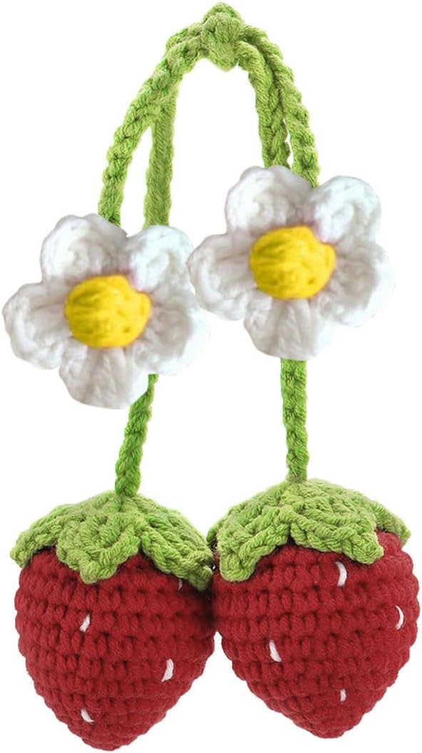Crochet Strawberry Car Hanging Ornament Crochet Strawberry Car Hanging Ornament