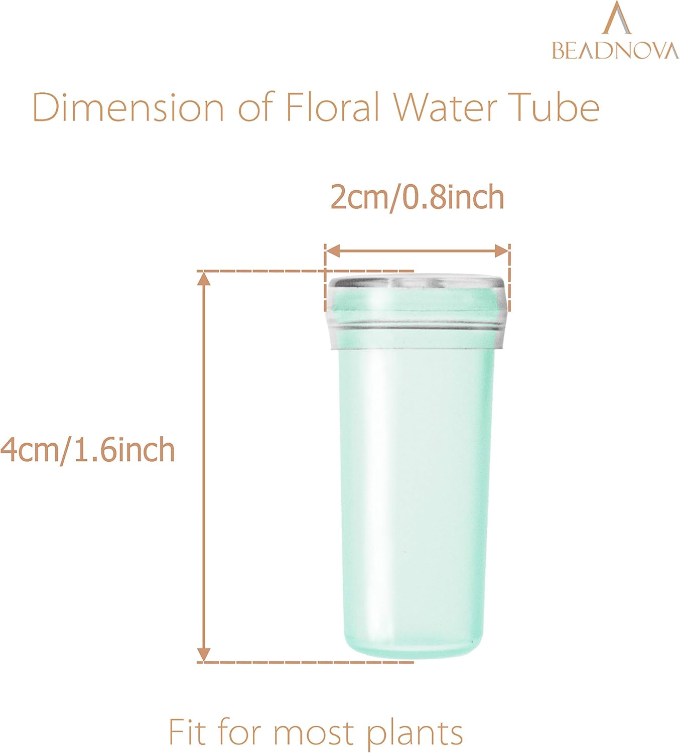 Flower Water Tubes 1.6 Inch Plastic Water Tubes for Flowers Floral Vials with Caps for Decoration Arrangement (Green