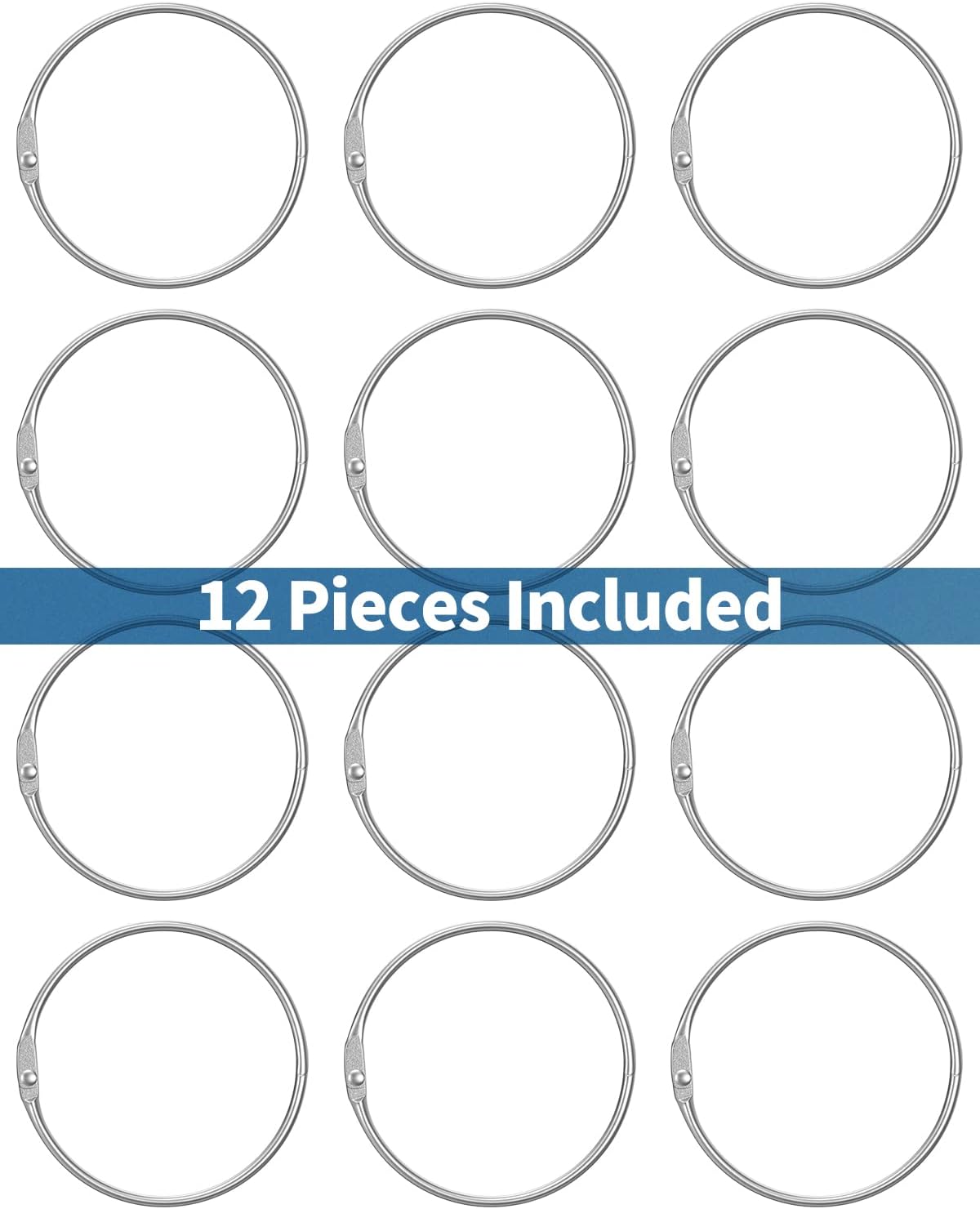 Loose Leaf Binder Rings 2 Inch Smooth Steel Book Rings for Index Cards Flash Cards Receipts Memos Photos and Files Heavy Duty Organizers Loops for Office School and Home Use