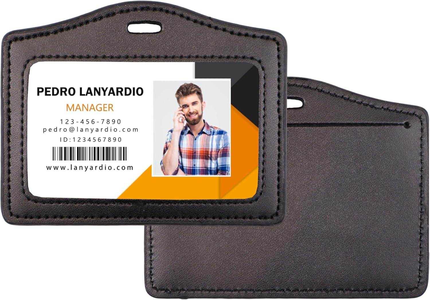 Genuine Leather Badge Holder, Single-Sided Clear ID Card Holder, 1 Pack, Horizontal & Vertical Styles, for Work, Office, and School