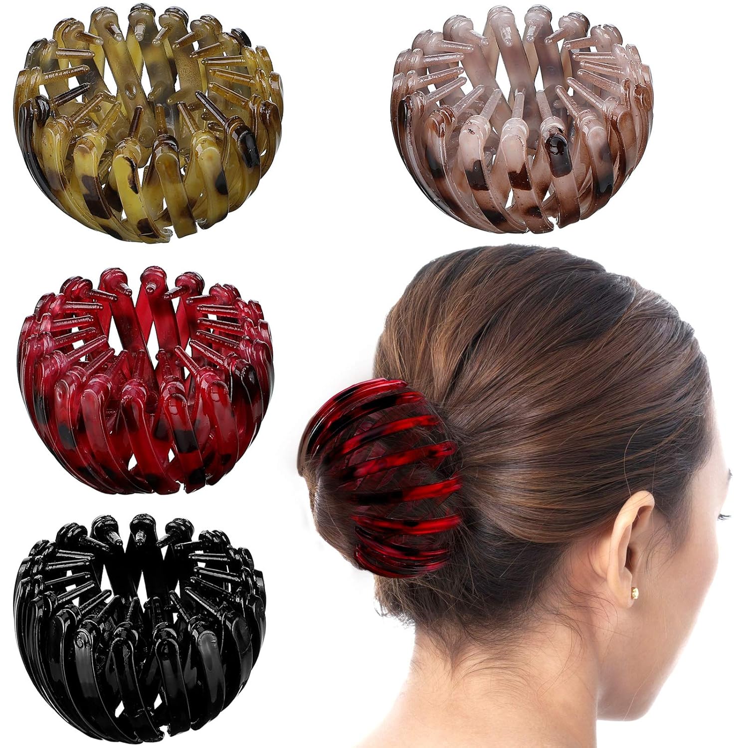 4 Pcs Women's Hair Accessories Bun Clips for Hair Bird Nest Clip Lazy Birds Nest Plate Hairpin Accessories for Women Friendship Gift Christmas Gifts
