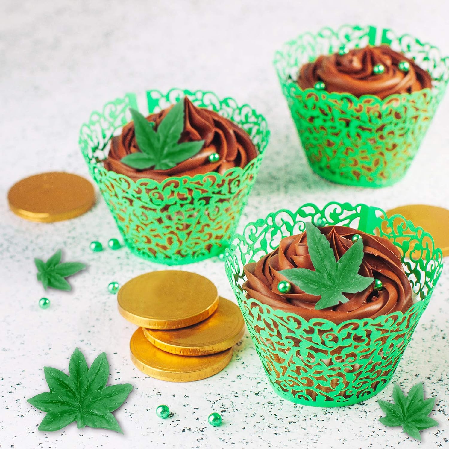 2 Pieces Weed Leaf Cake Fondant Mold Pot Leaves Silicone Mold for Weed Leaf Theme Cake Decoration