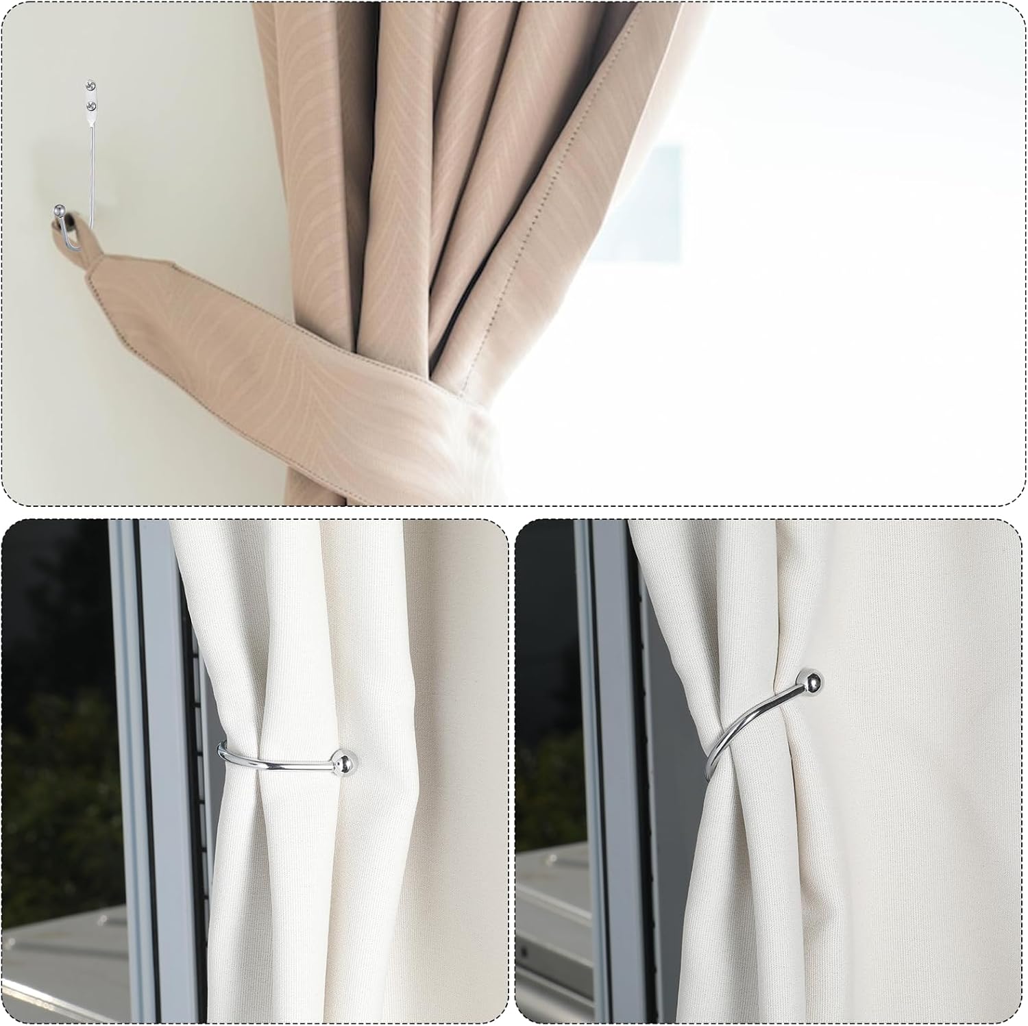 8 Pcs Metal Curtain Holdbacks
