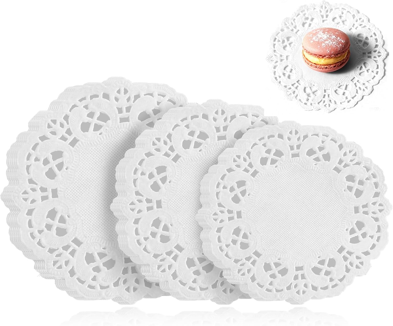 300 Pcs Paper Doilies, 3 sizes Lace Doilies Paper Round Disposable Placemats White-Doilies for Tables Dessert Trays Party Craft Wedding Birthday Cakes Tableware Decorations (3.5 in, 4.5 in, 5.5 in)