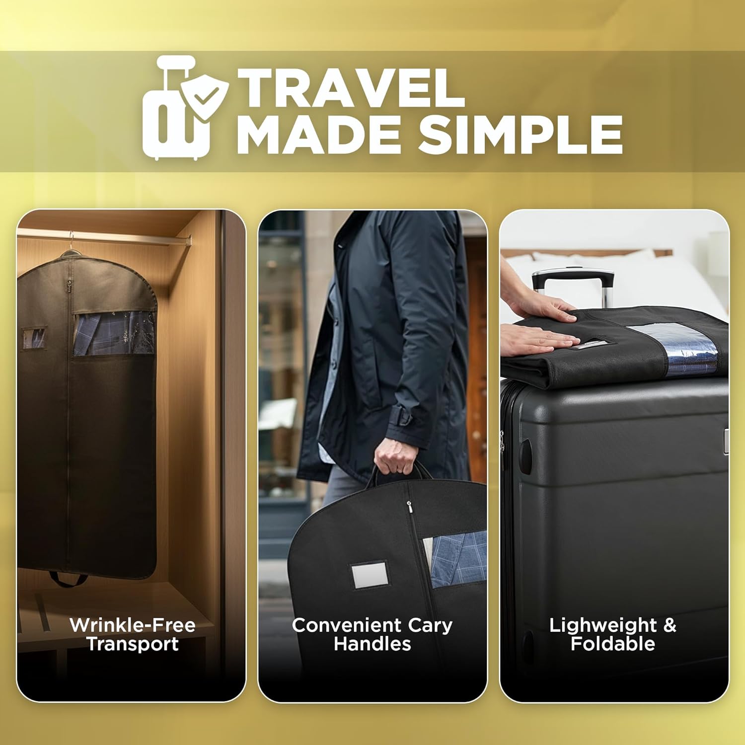 Garment Bag for Hanging Clothes - Travel Suit Bag Closet Covers for Men and Women - Long Dress