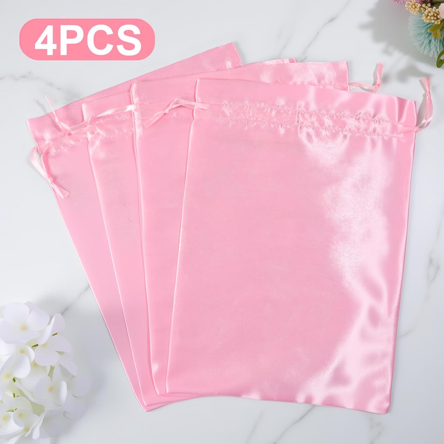 4Pcs Wig Bags with Satin Drawstring