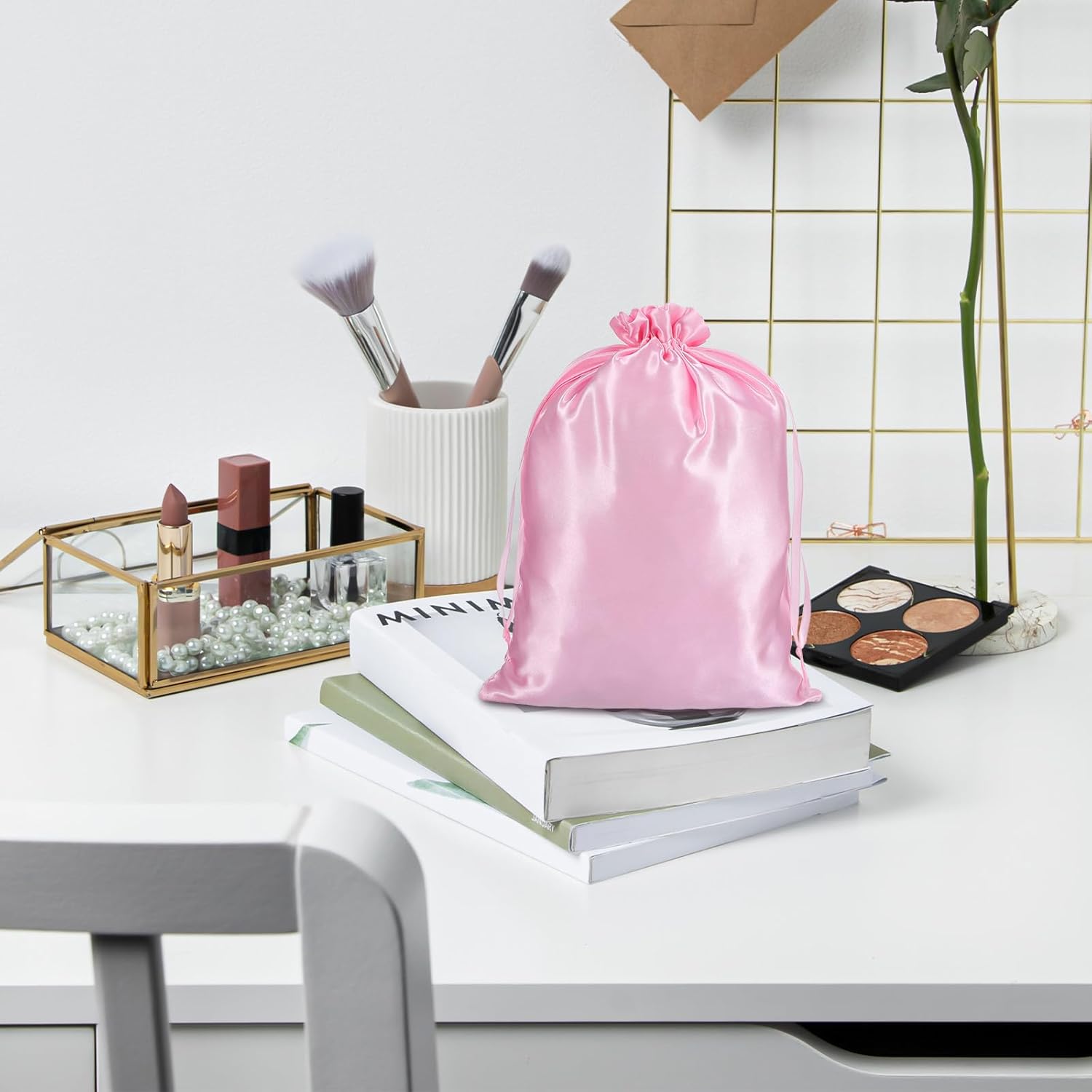 4Pcs Wig Bags with Satin Drawstring