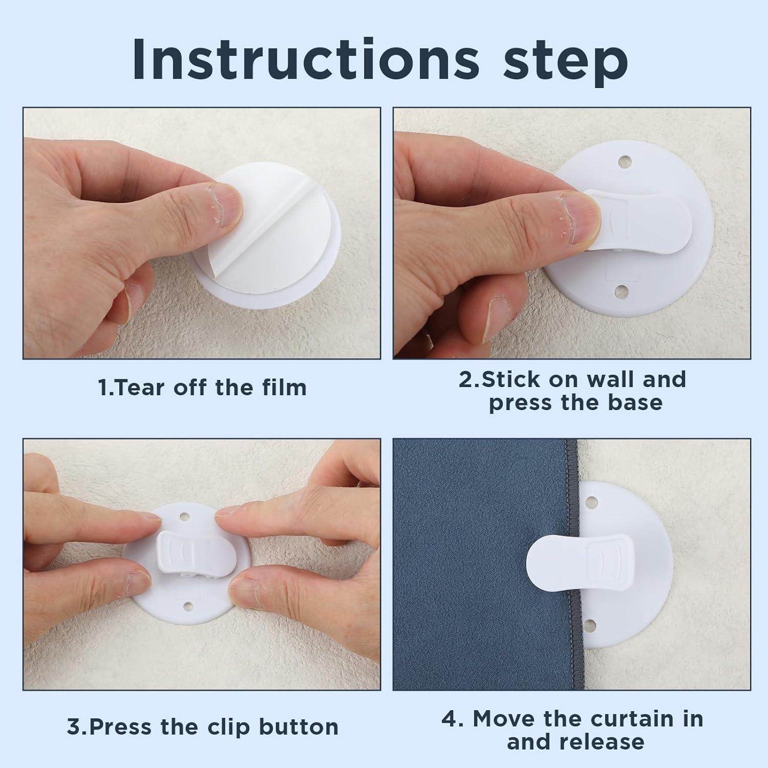 4Pcs Shower Curtain Clips to Wall