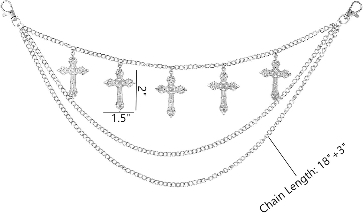 Punk Pants Chain - Multi Stacked Layering Cross Charm Chain for Women Men