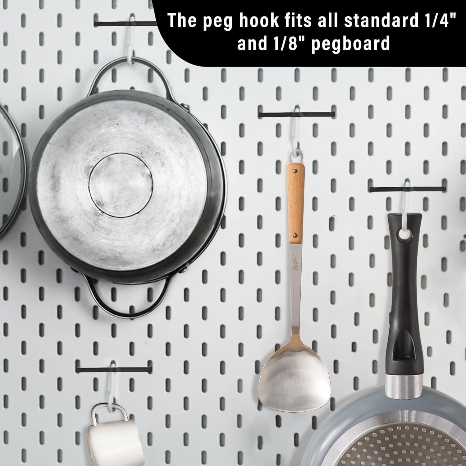 Black Peg Locks Plastic Pegboard Hook Locks Pegboard Display Hook Organizer Fixer Peg Board Hook Clip Retainers Pegboard Hook Organizer for Standard 1/4" and 1/8" Pegboard(60Pcs)