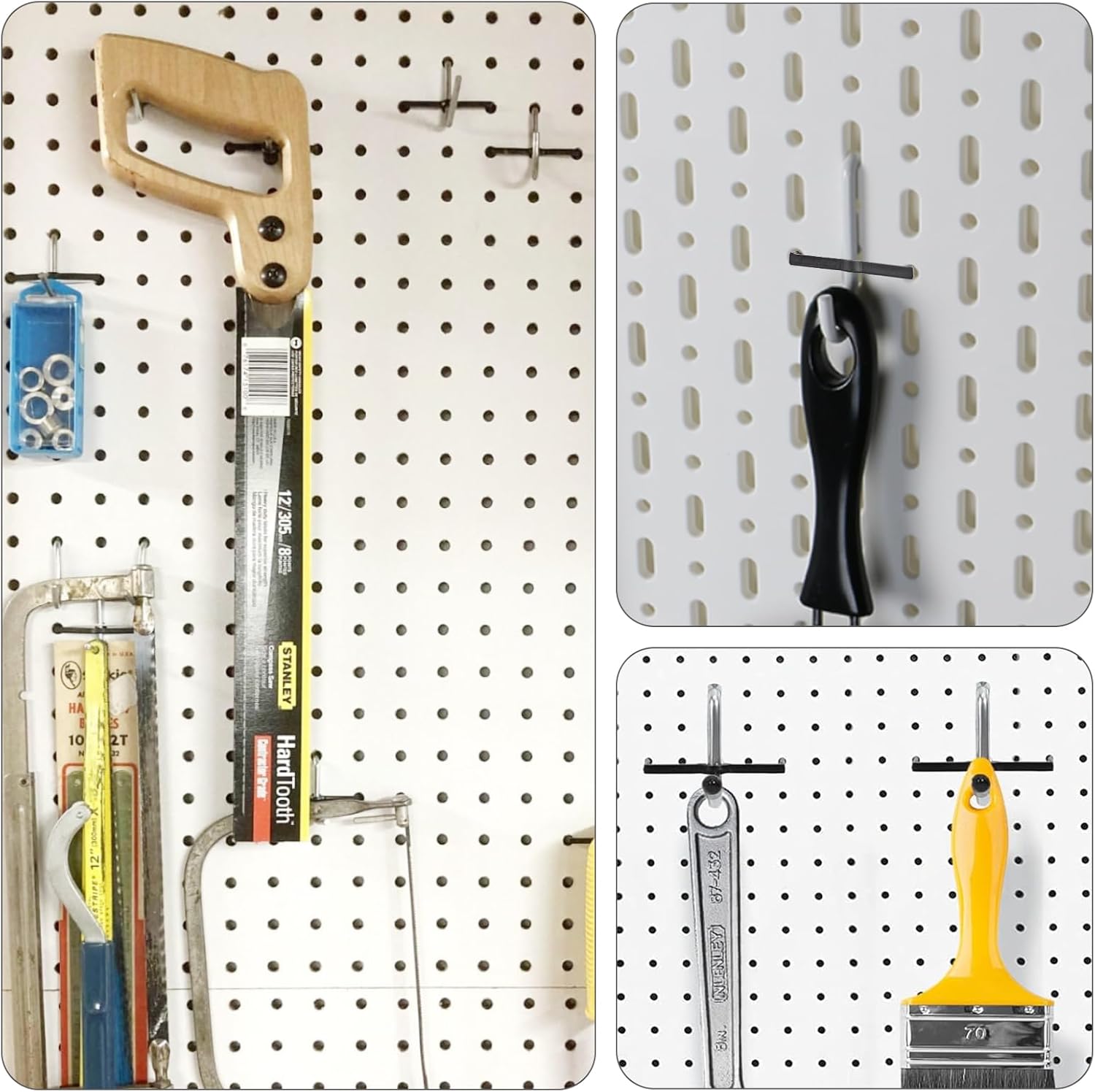 Black Peg Locks Plastic Pegboard Hook Locks Pegboard Display Hook Organizer Fixer Peg Board Hook Clip Retainers Pegboard Hook Organizer for Standard 1/4" and 1/8" Pegboard(60Pcs)