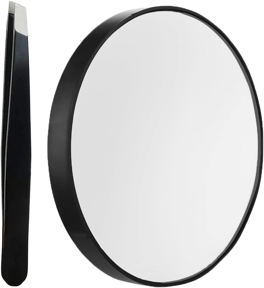 Petluno 10X Magnifying Makeup Mirror, Round Mirror 2 Suction Cups Facial Cosmetic Absorption Shaving Home Travel Essential(Diameter 3.46 inches) 3.5"L x 3.5"W