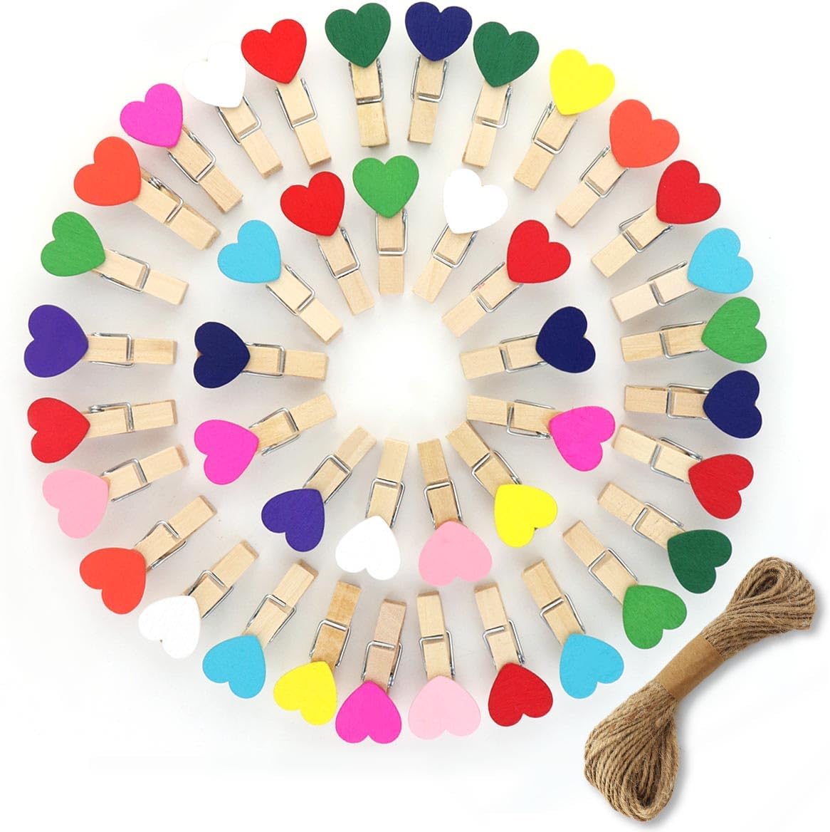 80 Pieces Wooden Heart Clothespins Mini Photo Clips Colorful Small Clothes Pins for Crafts Picture Paper Hanging Natural with Jute Twine Wedding Party Photos Display Color Type a 80 Pieces Wooden Heart Clothespins Mini Photo Clips Colorful Small Clothes Pins for Crafts Picture Paper Hanging Natural with Jute Twine Wedding Party Photos Display Color Type a
