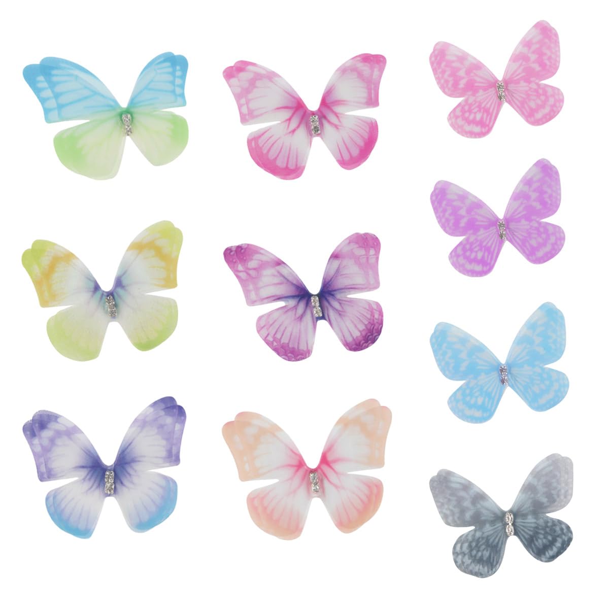 30 Pieces Colorful Organza 3D Lace Wings Wall Decoration for Crafts 30 Pieces Colorful Organza 3D Lace Wings Wall Decoration for Crafts
