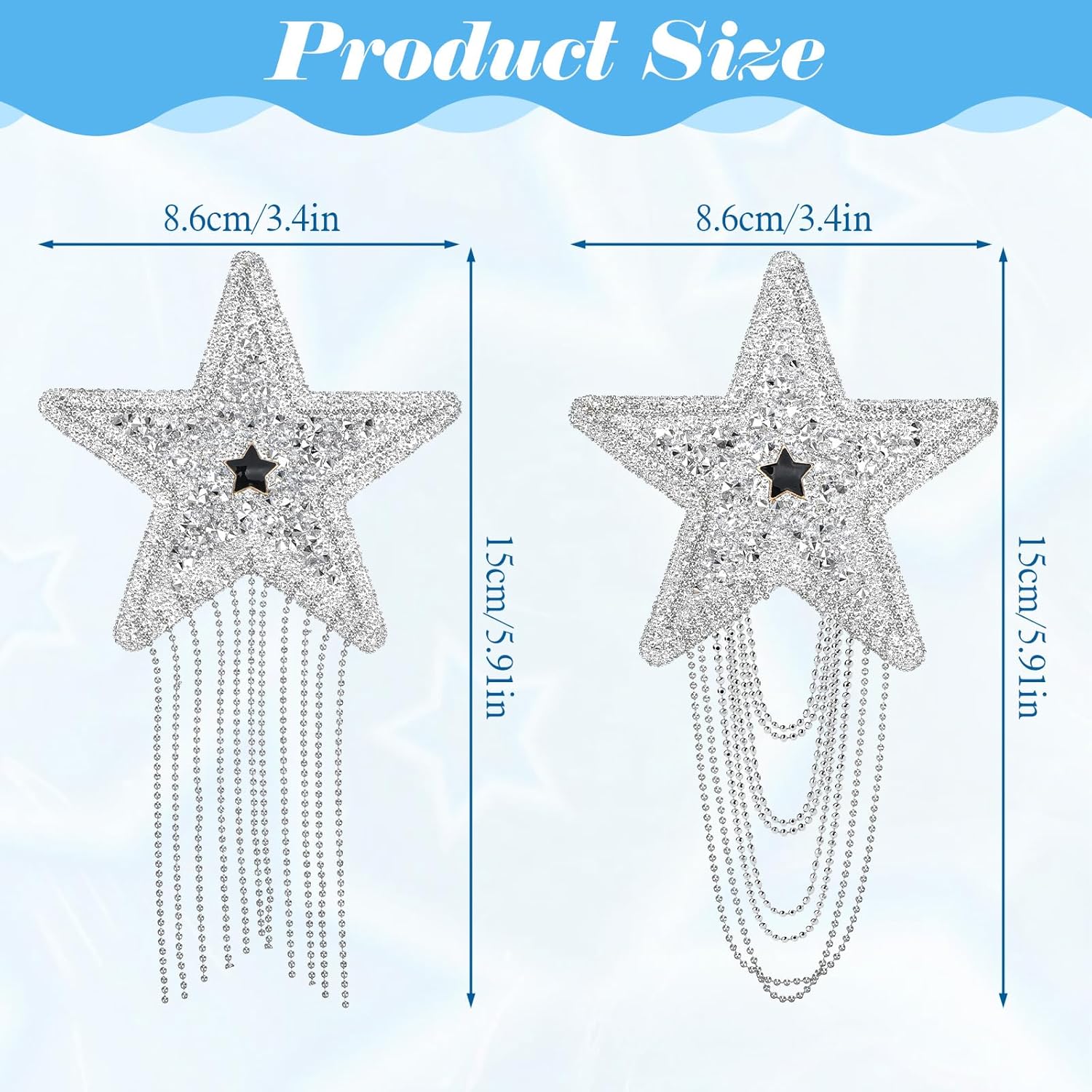 6PCS Rhinestone Star Iron on Patches 6PCS Rhinestone Star Iron on Patches