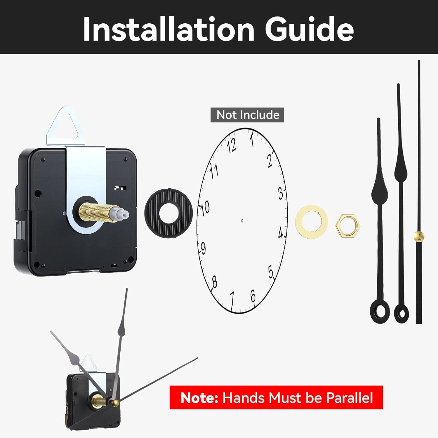 Long Shaft Clock Mechanism 31 mm Long Shaft Clock Movement Replacement