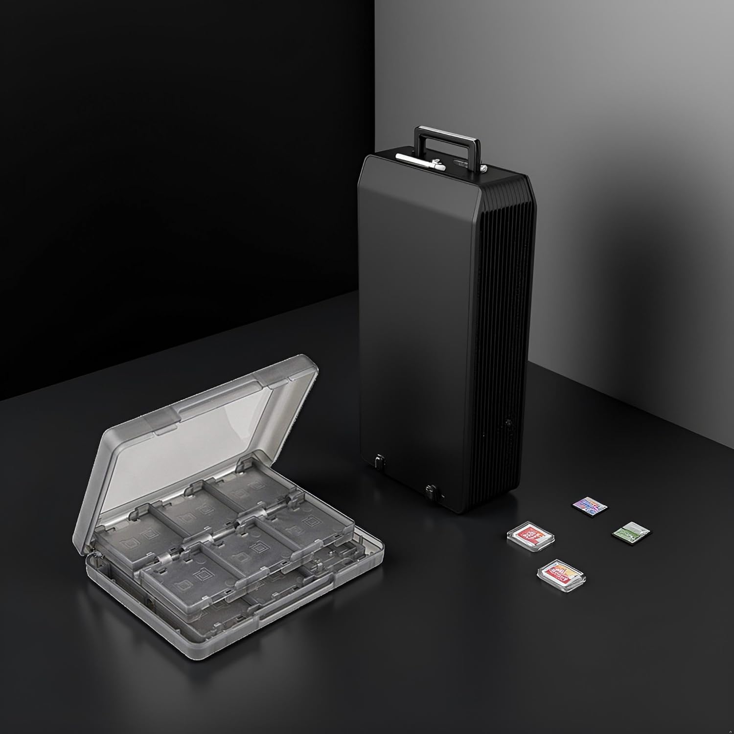 Black 26-in-1 Game Holder Case Fits up to 22 Games 2 SD Cards 2 Micro SD/TF Cards and 2 Stylus Pens for NEW 3DS / 3DS XL / 3DS LL