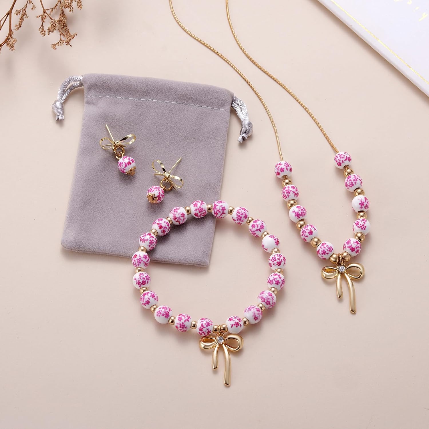 Kvekstio Vintage Porcelain Jewelry Set for Women