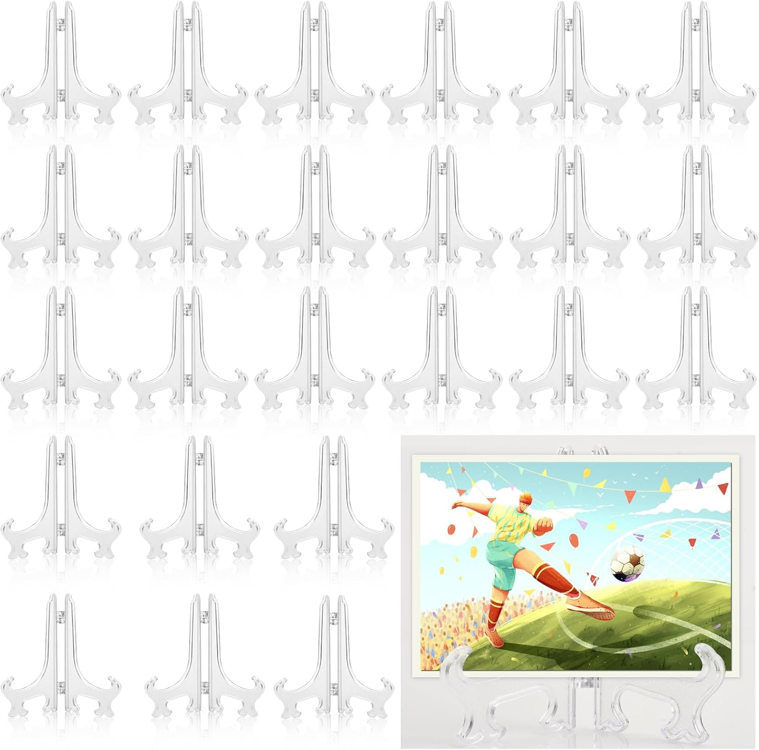 25 Pack Acrylic Easel Stand 3 Inch Clear Plastic Easels Plate Holders Mini Easels Display Stand for Photos