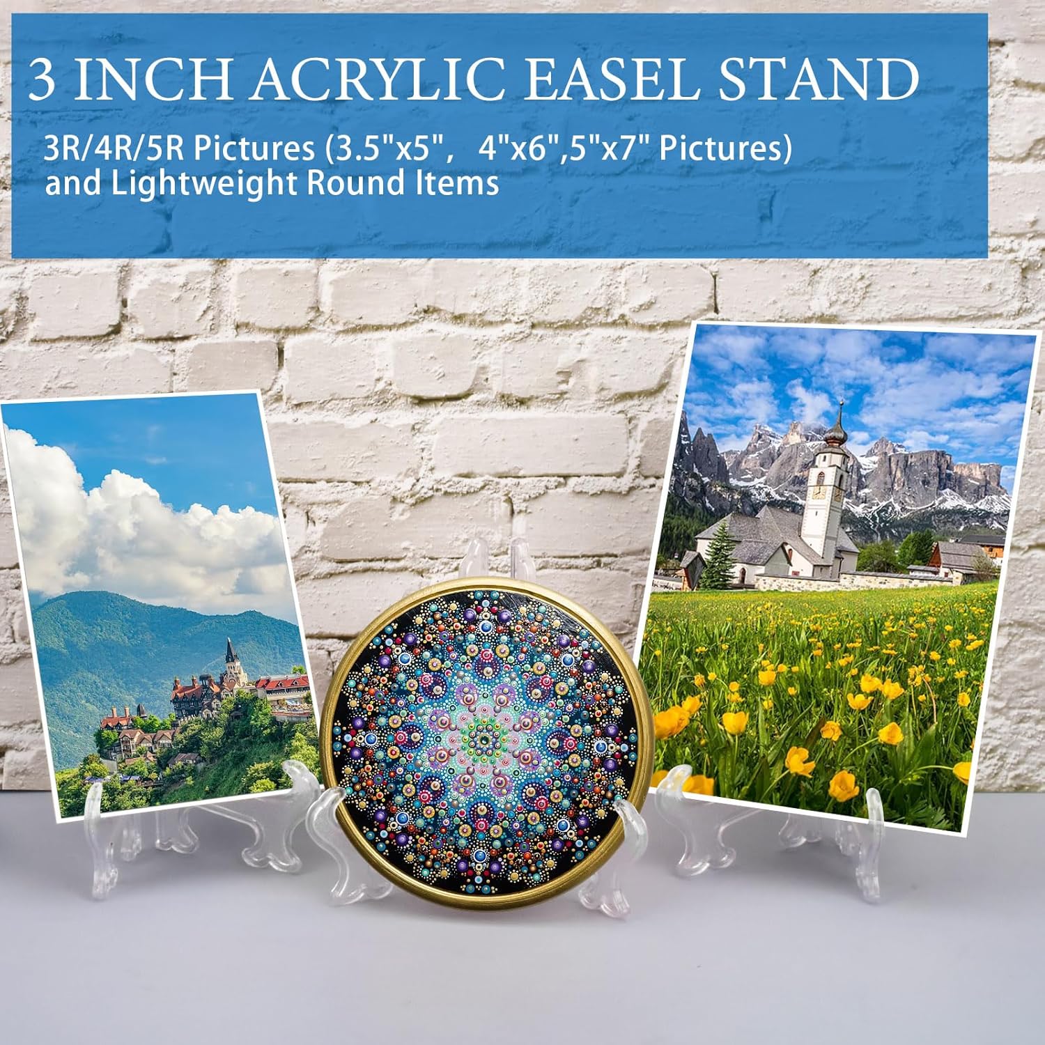 25 Pack Acrylic Easel Stand 3 Inch Clear Plastic Easels Plate Holders Mini Easels Display Stand for Photos