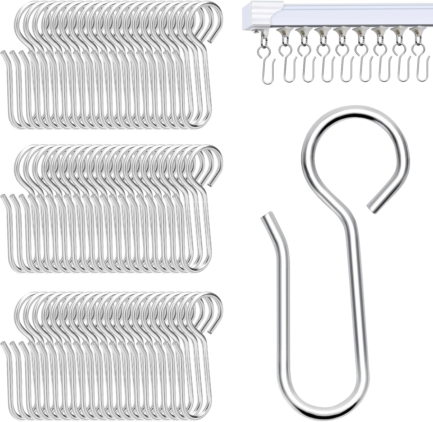 S-Shaped Small Metal Curtain Hooks - 60 Pcs Drapery Hooks for Ceiling Track S-Shaped Small Metal Curtain Hooks - 60 Pcs Drapery Hooks for Ceiling Track
