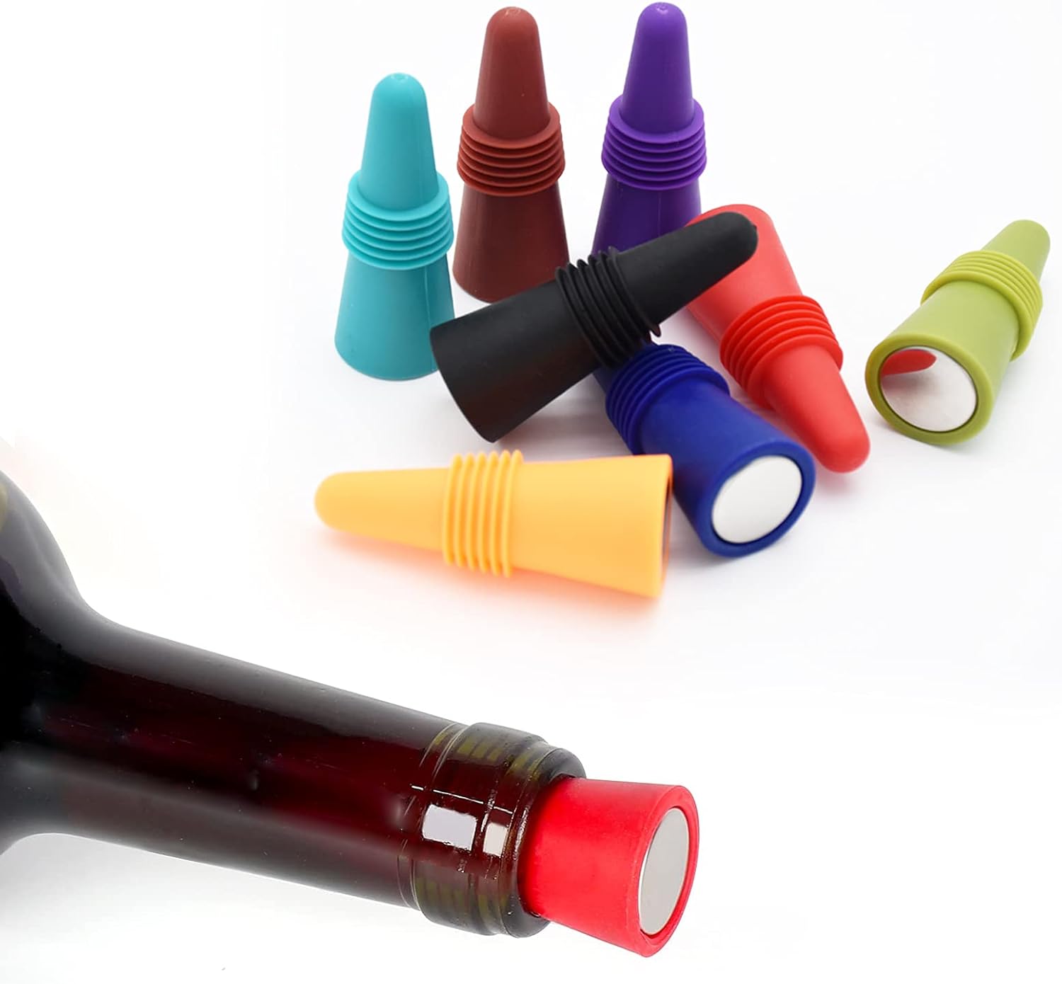 Wine Stoppers Beverage Bottle Sealer Soft Silice Wine Bottle Stoppers Corks with Grip Top for Keeping Wine Champagne Fresh