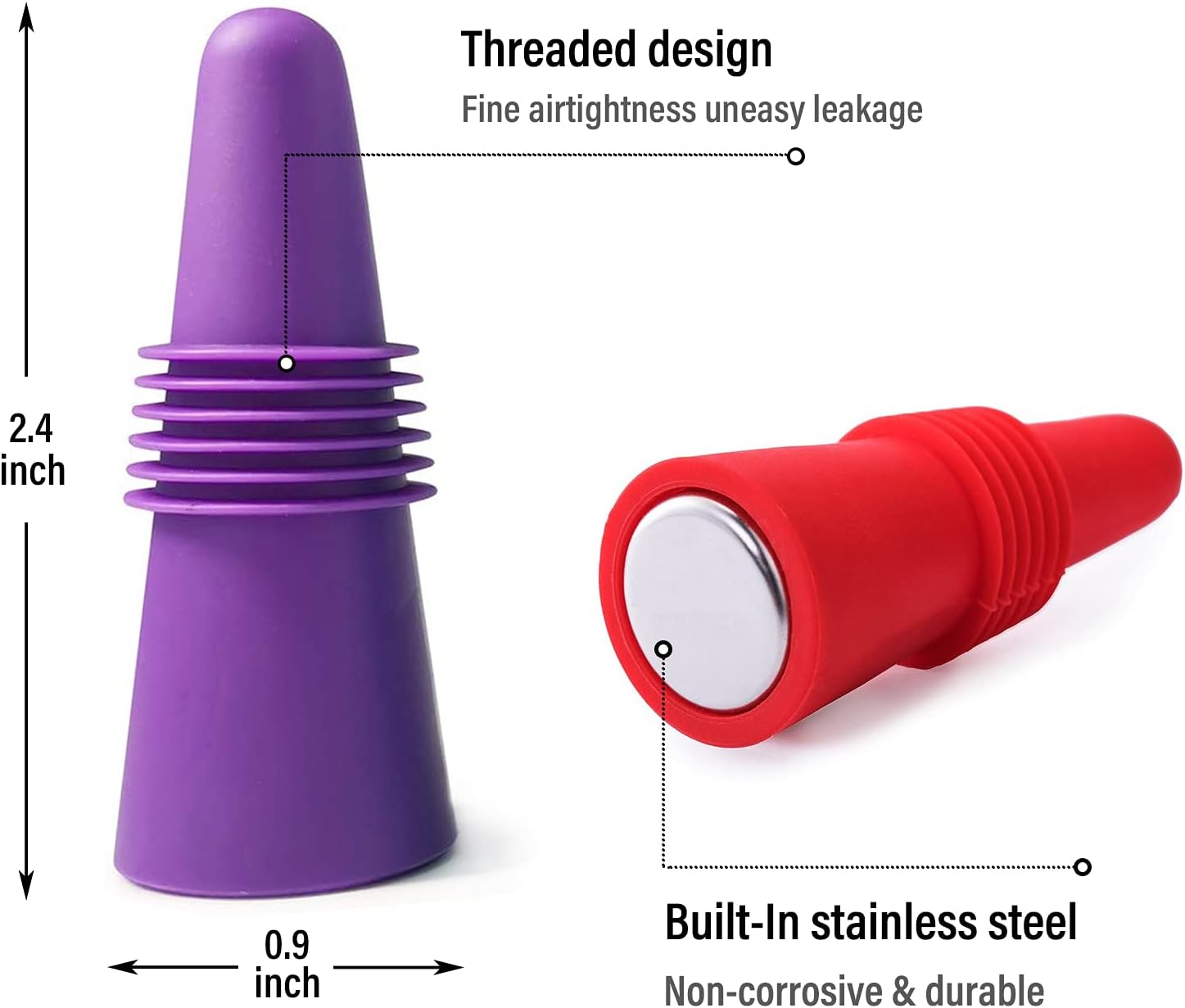 Wine Stoppers Beverage Bottle Sealer Soft Silice Wine Bottle Stoppers Corks with Grip Top for Keeping Wine Champagne Fresh