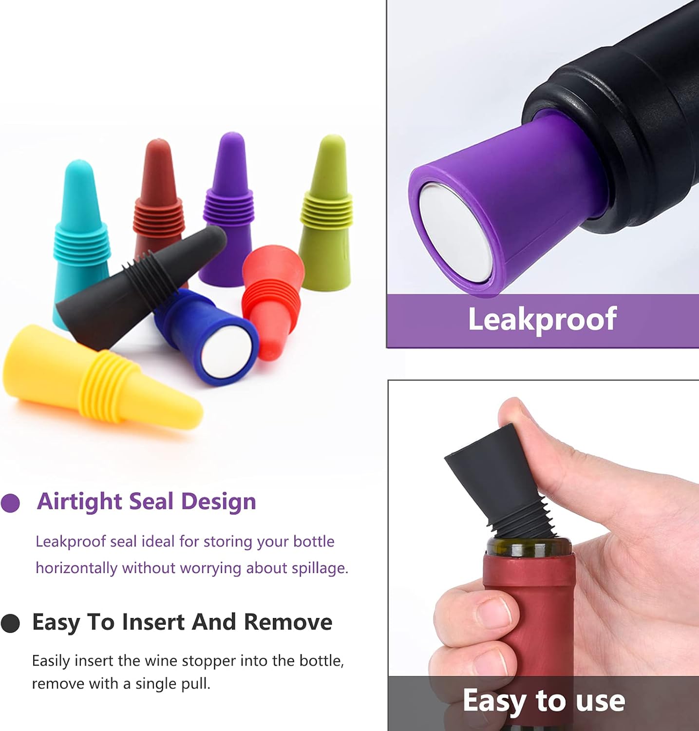 Wine Stoppers Beverage Bottle Sealer Soft Silice Wine Bottle Stoppers Corks with Grip Top for Keeping Wine Champagne Fresh